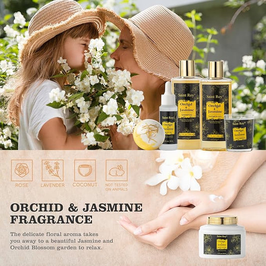 Mother's Day Gift Body & Skin Care Set, Spa Kit, Self-care Gifts, Spa Collection Gift Basket, Orchid Jasmine Bath and Body Gift Pampering Spa Gifts