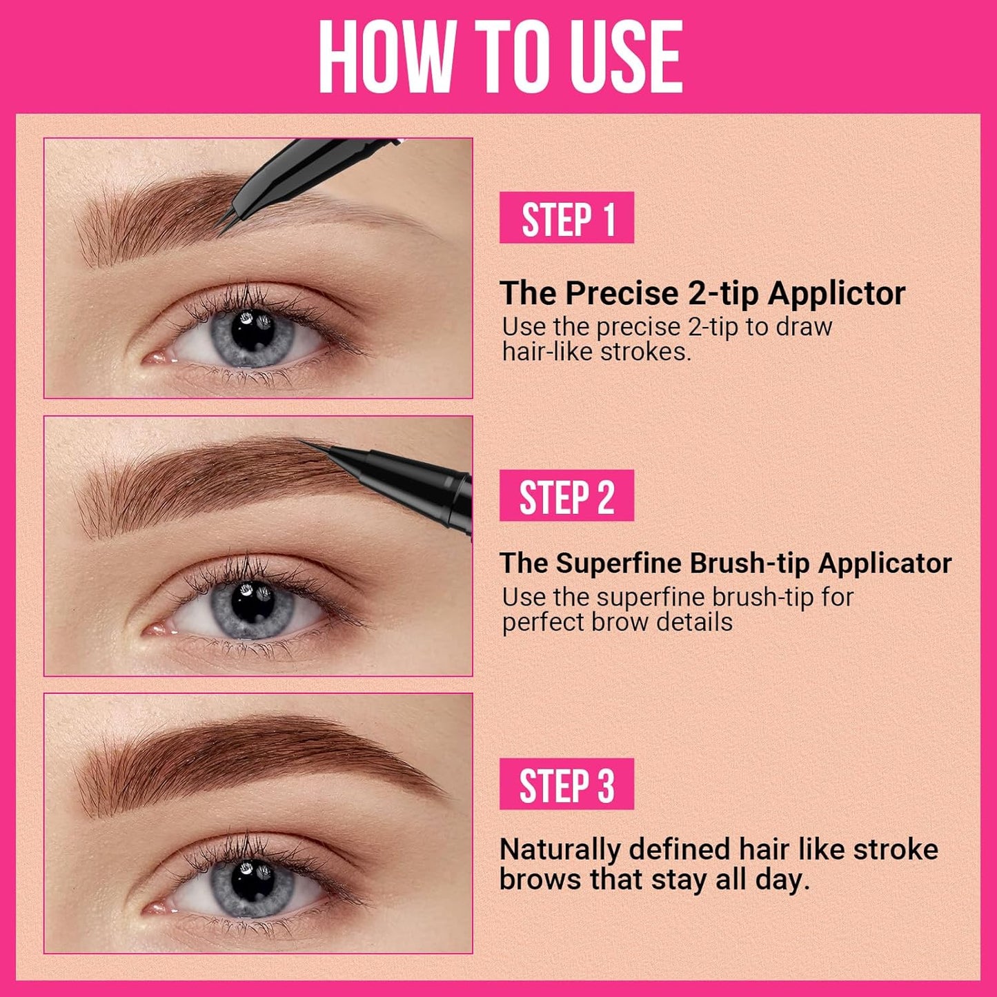 iMethod Curved Eyebrow Pen - 2-in-1 Dual-Ended Eyebrow Pencil with Curved Tip and Precise Brush-Tip, Microblading Eyebrow Pen for Natural Hair-Like Brows, Long Lasting, Brown