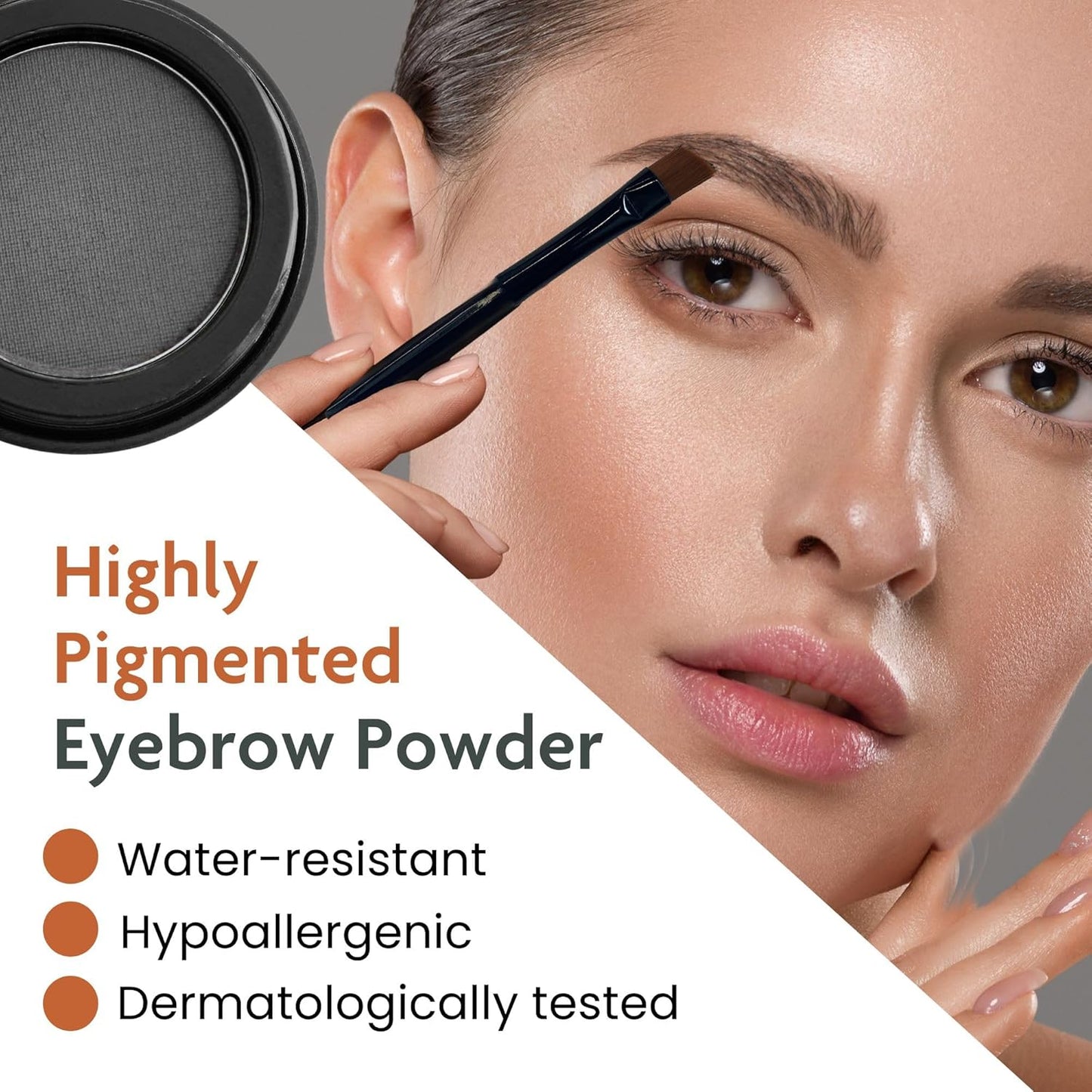 Marie-José Eyebrow Powder Soft Black - Ideal for those with Black Hair - Effortless All-Day Brow Beauty - Compact Size 0.10oz for Purse or Travel Size - Made in USA