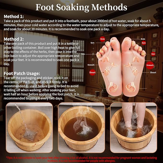 Herbal Foot Soak 20 Bags Chinese Herbal Lavender Mugwort Herbs Kits Foot Reflexology for Athletes Foot Bath Spa Massage 400g/14.1oz 晚安足浴包 泡脚包