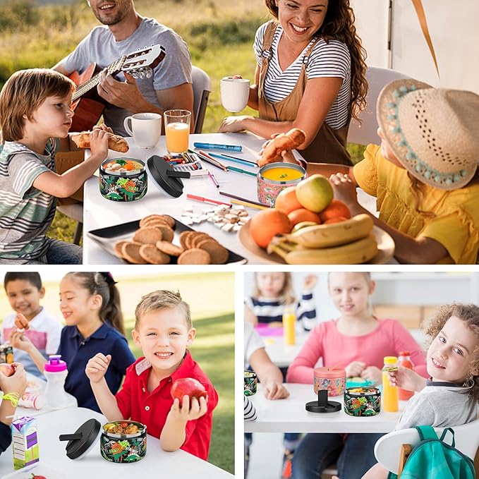 12oz Kids Soup Thermo for Hot Food Insulated Vacuum Food Jar with Buckle Lid, Stainless Steel Wide Mouth Leak Proof Lunch Container for School Travel 1 Pack