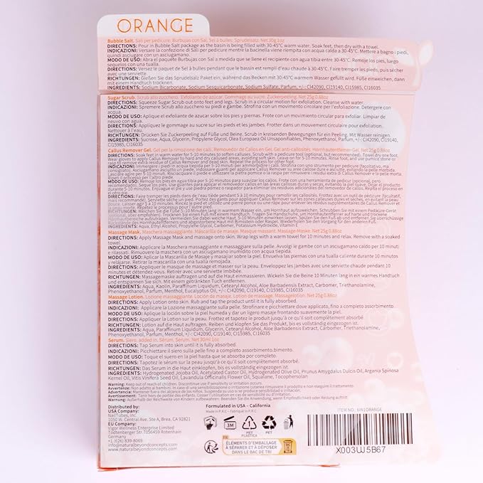 Pedicure Foot Soak Set - Upgraded 6 in 1 Foot Spa, Foot Bath Spa, Pedicure Kit for Tired & Dry Cracked Feet, Athletes Feet, Bad Odor, Softens Calluses (Orange)