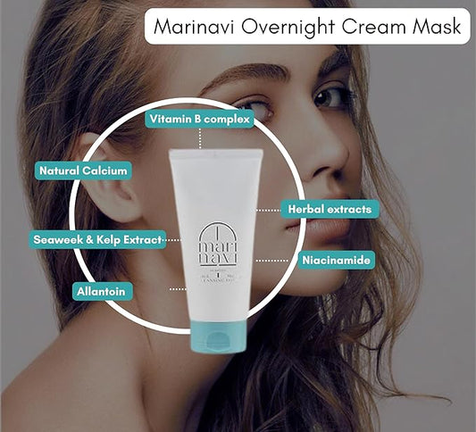 Marinavi - Sleeping Overnight Cream for Skin care - Anti-Aging Overnight Cream - Natural Skincare - Overnight Face Mask - Anti-Wrinkle Skincare - Hydrating, Soothing, & Healing