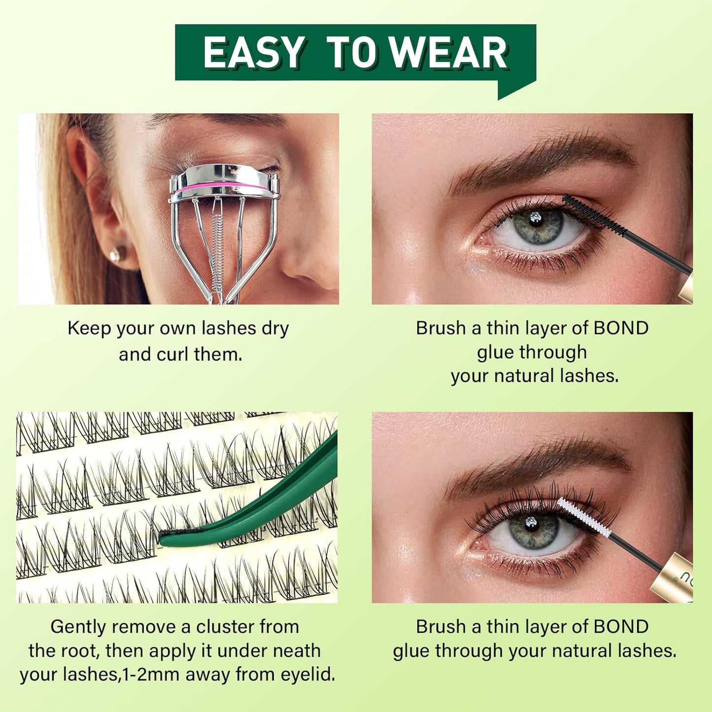 KEYYOU Natural Lash Clusters Wispy Eyelash Clusters 144 pcs Cluster Eyelash Extensions D Curl Individual Lashes 10-12MIX Mix Length Light and Natural Lashes Look with Thin Lash Band(N05-D-10-12MIX)