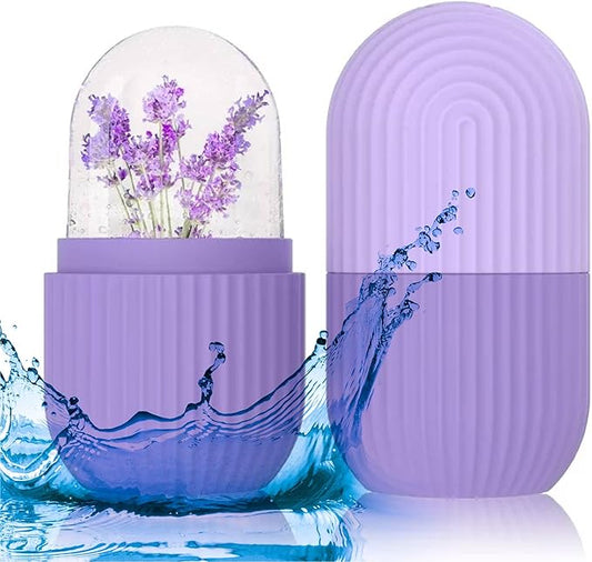 Ice Face Roller - Perfectly shaped for Face, Body, and Under Eyes - Ice Mold for Face Easy Handheld Design - Food-Grade Silicone material - Pamper Yourself with Ice - Facial Beauty Ice Roller (Purple)