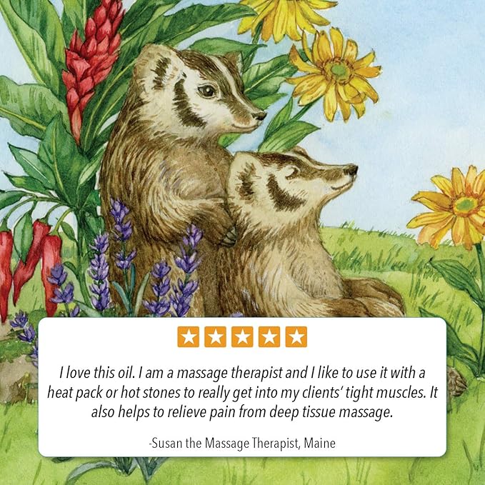 Badger Ginger Massage Oil, 100% Organic Massage Oil, w/Arnica Oil & Cayenne for Warming Soothing Deep Tissue Sore Muscle Relief, 4 fl oz Glass Bottle