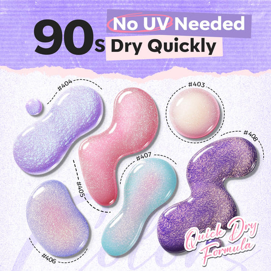 modelones Nail Polish Set, 6 Colors Charm Pink Blue Gold Purple Green Shimmer & Holographic Quick Dry Non Toxic Nail Polish Kit Salon Home DIY Manicure Kit Gift For Women Girl