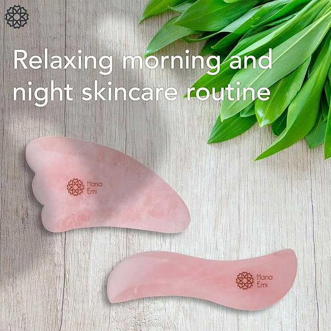 Gua Sha Facial Tools - Rose Quartz Gua Sha Stone for Body Massage, Physical Therapy & Skincare - Includes Massage Tool, Protective Case & E-Book