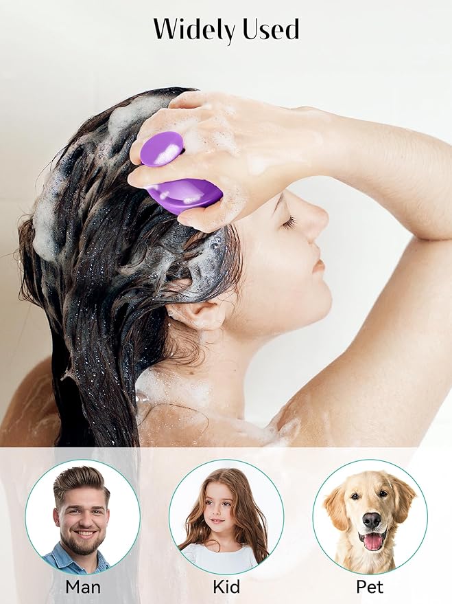 HEETA Scalp Massager Hair Growth 2-Pack, Soft Silicone Scalp Scrubber Shampoo Brush for Exfoliation Dandruff Removal Head Massage Stress Relax, Wet & Dry Use for Women Men Thick Thin Curly Hair Care