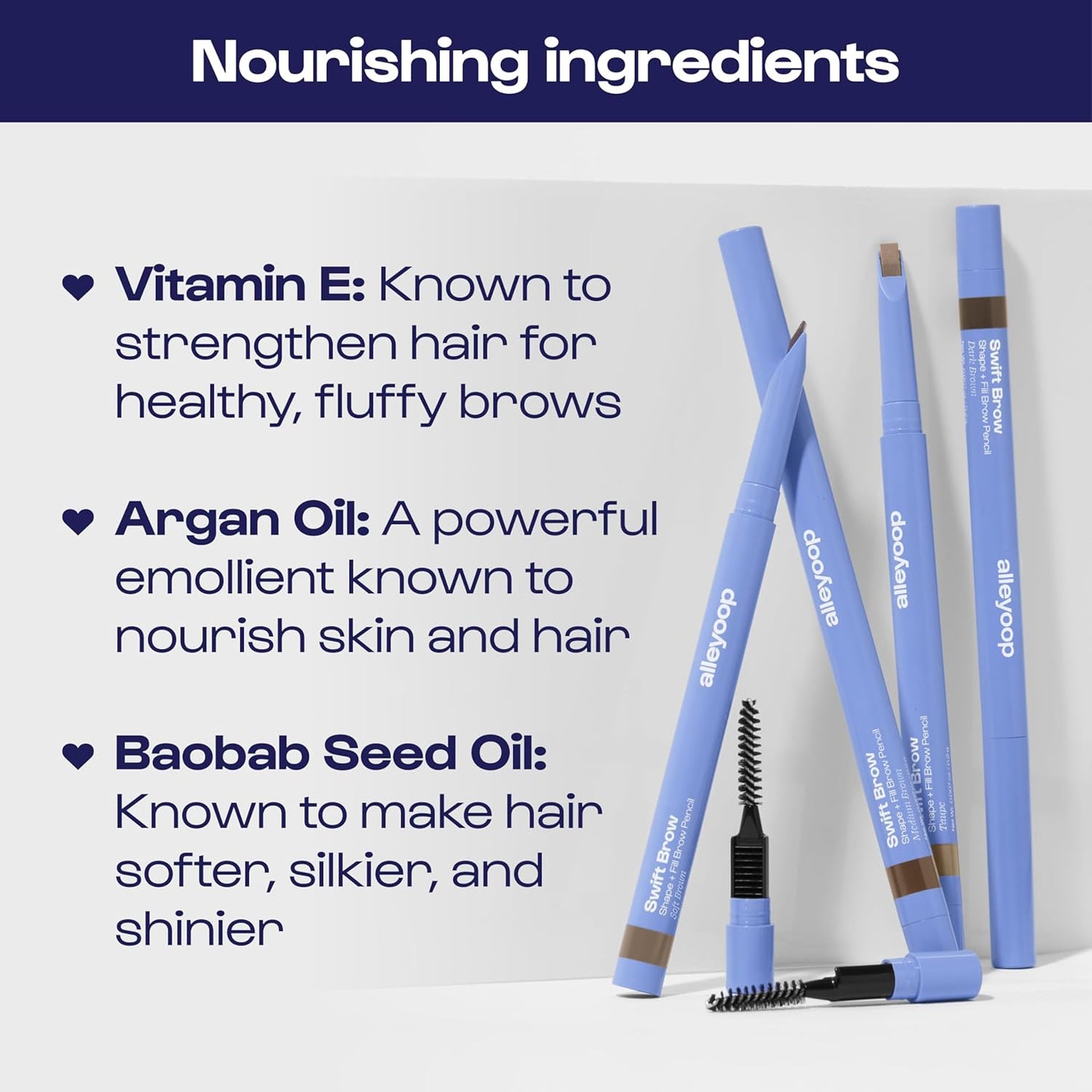 ALLEYOOP Swift Eyebrow All-In-1 Brow Definer with Built-In Sharpener & Spoolie Brush, Water & Smudge Resistant and Eyebrow Pencil for Women, Natural Matte Finish, Vegan, Cruelty-Free (Taupe)