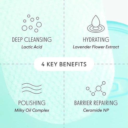 LOOPS Milky Cleanser Korean Skincare - Deep Cleansing and Hydrating Skin Care - Pre-soaked Bamboo Facial Cleansing Pads - Facial Wash with Milky Oil Complex - Oil Cleanser for Face