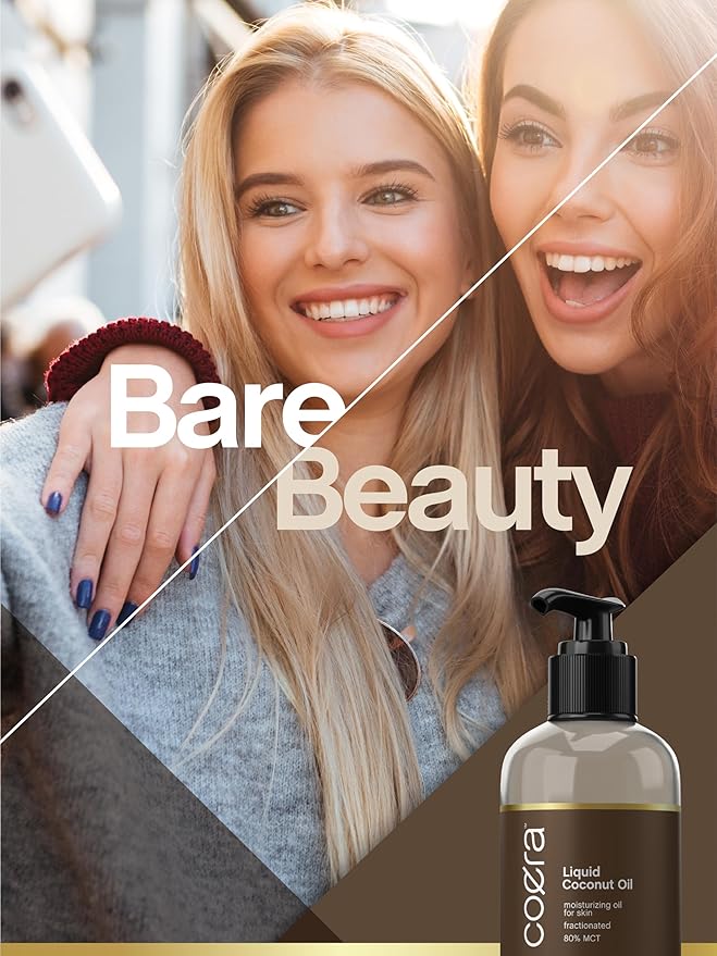 Coera Fractionated Coconut Oil | 8 fl oz | Liquid Moisturizing Oil for Skin | Free of Parabens, SLS, & Fragrances | Packaging May Vary