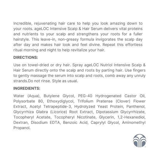 Nu Skin ageLOC Nutriol Scalp & Hair Serum | Nourishing Formula for Fuller, Thicker, and Healthier Hair | Antioxidant | Non-Greasy Serum | Scalp Care, Daily Hair Serum | 75ml