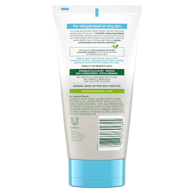 Simple Water Boost Micellar Gel Facial Wash, 5 Oz (150 ML) (1 Count)