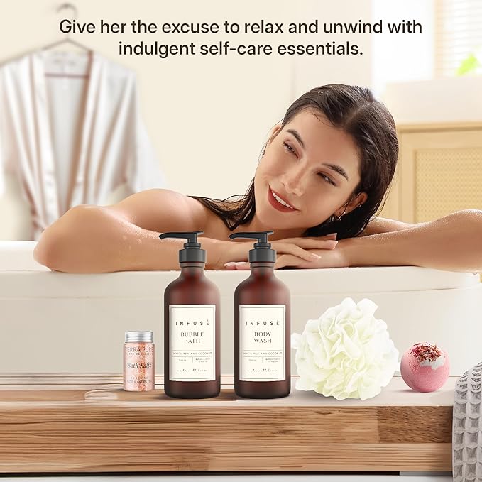 10-Piece Spa Gift Box for Women | Self-Care Set with Eye Mask, Loofa,Bath Bombs,Face Masks,Bubble Bath, Lotion, Body Wash & Bath Salt | Gift for Mom, Grandma, Wife, Bridesmaid or Loved Ones