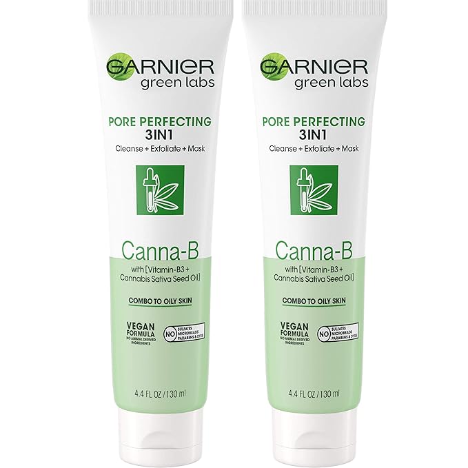Garnier SkinActive Green Labs Canna-B Pore Perfecting 3-in-1 Face Wash unscented 2 Count