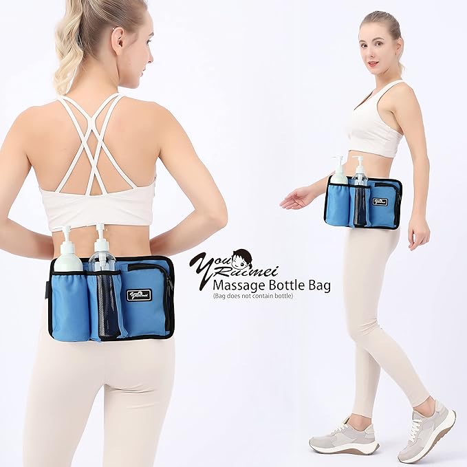 Massage Bottle Bag Massage Therapist Holster Massage Lotion Holster Massage Oil Holster（YR-3KD-Blue）