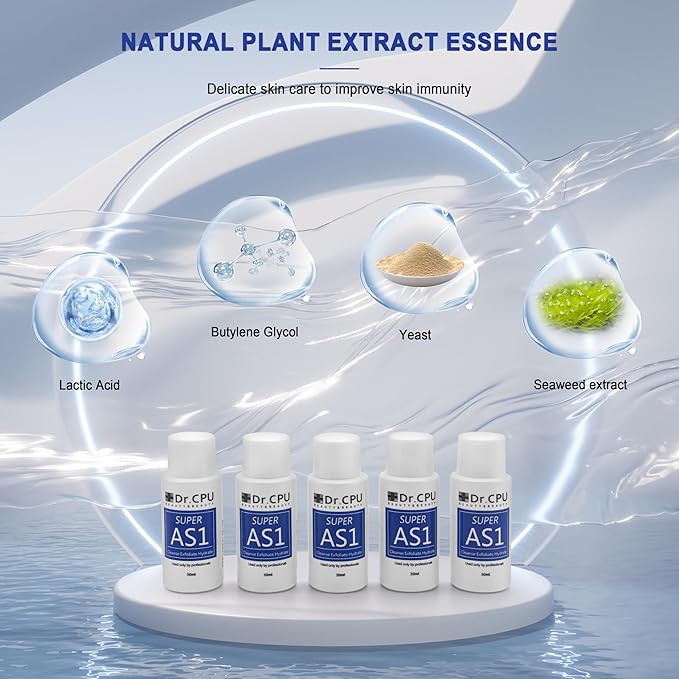 Water Peeling Solution Concentrate for Microdermabrasion Machine Skincare Face Moisturizer Cleaning Serum 30ml/1.01oz Per Bottle Dilute to 800ml/27oz Solution Use 5 Bottles Per Set (AS1)