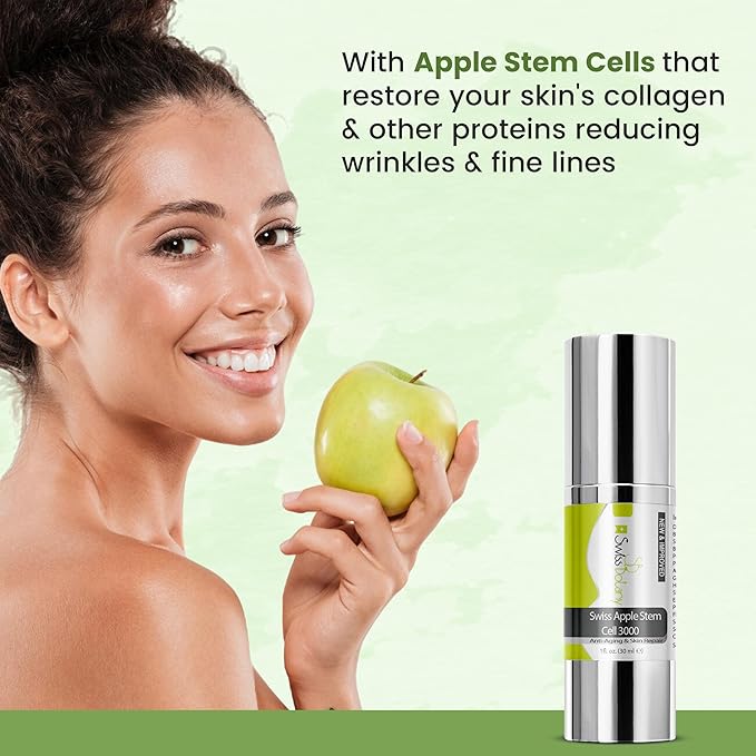Swiss Apple Stem Cell Cream for Face – Apple Stem Cell 3000 | Plant Stem Cell to Reduce All signs of Aging, Wrinkles, Discoloration, Restore Elasticity and Youthful Appearance, 1Fl Oz