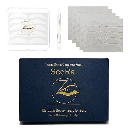 SeeRa: Instant Lifting Eyelid Tape for Hooded & Droopy Eyes - Hypoallergenic, Waterproof, Invisible Eye Lift Strips, Non-Surgical, Eyelid Lifters & Stickers-90pcs (4mm-7mm) (7mm-Extravagant)
