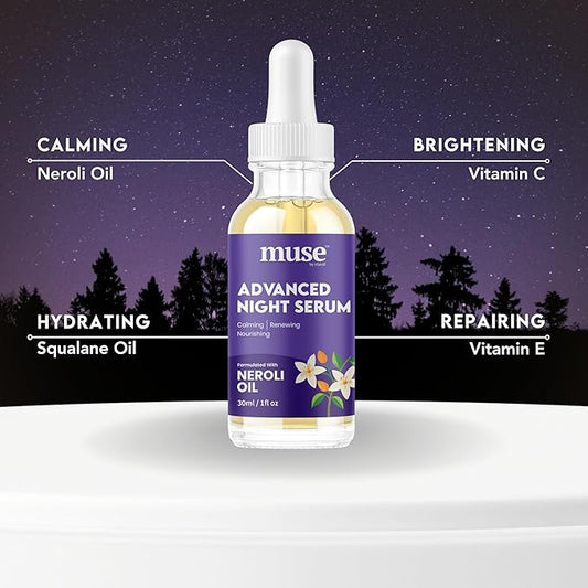 Advanced Night Serum – 1% Squalane for Deep Hydration & Skin Repair, Overnight Recovery for Fine Lines & Dryness, Lightweight, Fast-Absorbing Formula - 1 oz