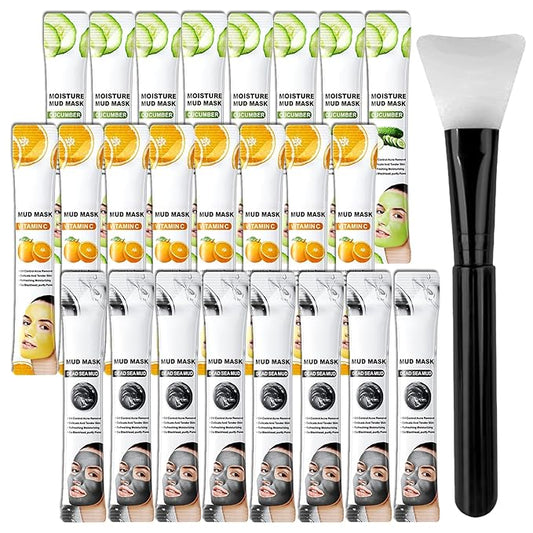 24PCS Hydrating Facial Clay Mask Set, Moisturizing Deep Cleansing Mud Mask Skin Care Set, Travel Size Long Lasting Oil Control Face Clay Mask Skincare Set