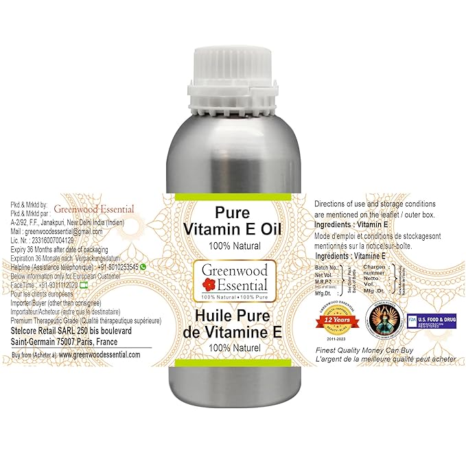 Pure Vitamin E Oil Natural Therapeutic Grade 630ml (21 oz)