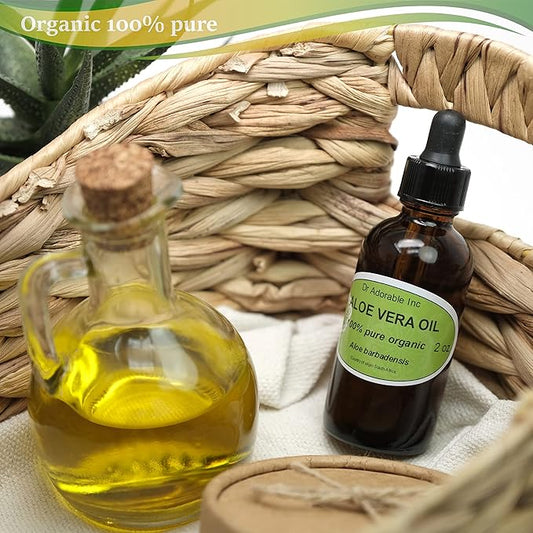 Dr Adorable - Aloe Vera Oil - Pure Natural - 2 oz Amber Glass Bottle with Glass Dropper