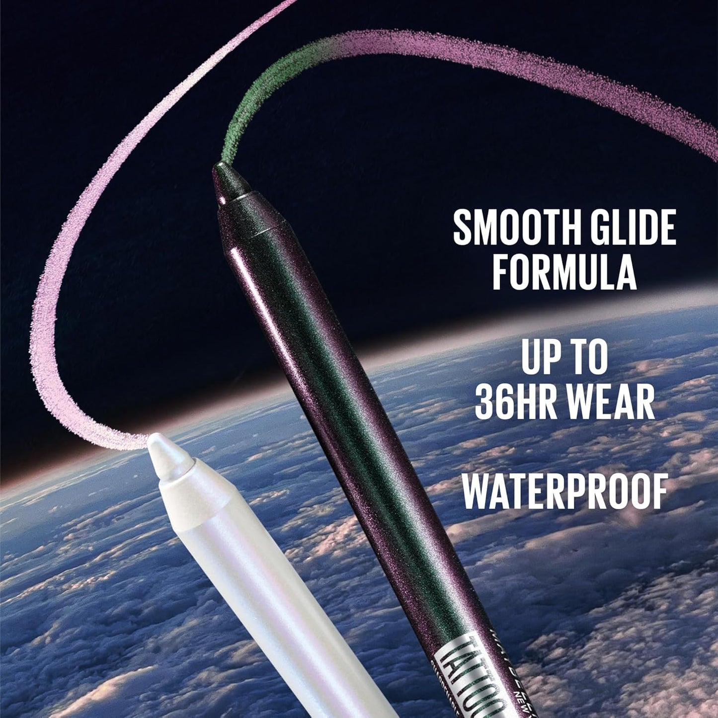 MAYBELLINE Tattoo Studio Long-Lasting Sharpenable Eyeliner Pencil, Glide on Smooth Gel Pigments with 36 Hour Wear, Waterproof, Stardust Chrome, 1 Count