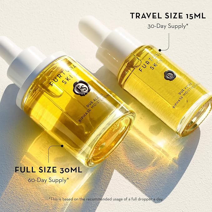 Furtuna Skin Biphase Moisturizing Oil - Hydrating, Plumping & Protecting Face, Neck, and Decollete Oil, Vegan & Cruelty-Free, Organic Olive Oil-Infused, 30ml