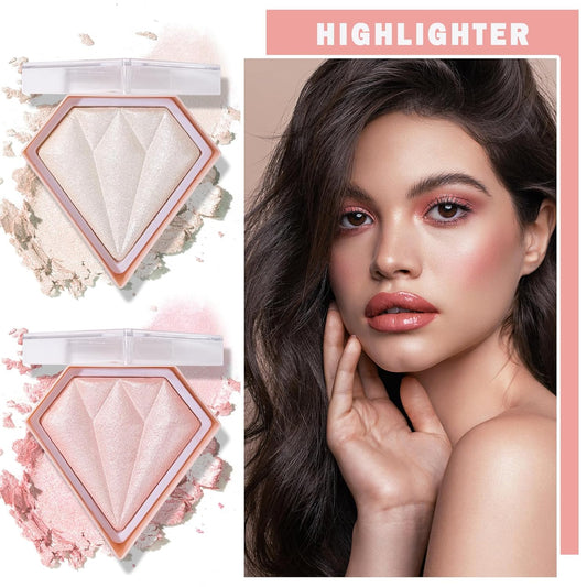 Face Shimmer Highlighter Palette, 1.0 Ounce, Pearl White+Fairy Pink, Long-Lasting, Shimmery, Powder, Unisex, Palette, Mixed Colors