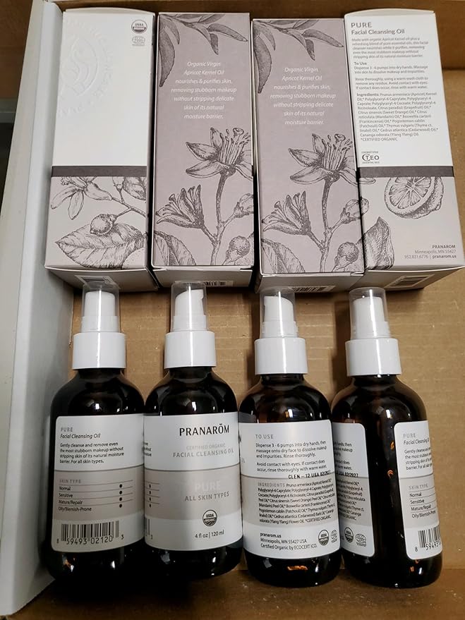 Pranarom - Pure Facial Cleansing Oil (4oz / 120ml) - 100% Pure & Natural Essential Oil Facial Cleanse for Makeup & Impurity Removal