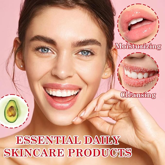 2 Pack Avocado Lip Scrub Set,Long Lasting Moisturizing Lip Scrubber Exfoliator, Cleansing Hydrating Lip Exfoliator Scrub and Moisturizer Kit for Chapped Dry Lips