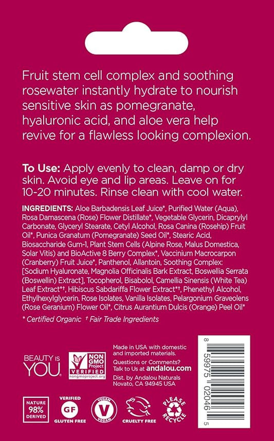 Andalou Naturals Instant Soothing 1000 Roses Rosewater Face Mask Pod, 0.28 Ounce