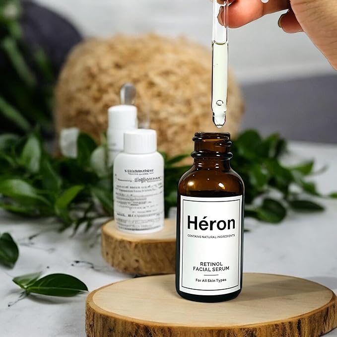 Retinol Serum for Face - 0.5% - Héron Retinol Face Serum (1 fl oz - 30 ml) – Anti-Aging, Dark Spot Remover, Pore Tightening, Wrinkle Reducing, Clinical Strength Formula