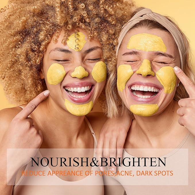 Vitamin C Face Mask with Kaolin Clay and Turmeric for Dark Spots, Dull Skin, Skincare Facial Mask for Controlling Oil and Refining Pores 5.29 Oz