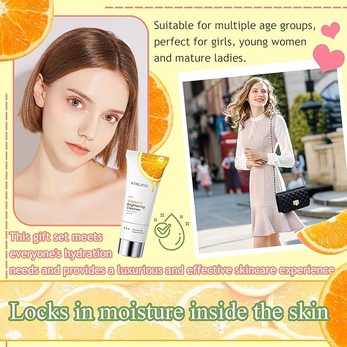 9PCS Facial Skin Care Kit for Women,Skin Care Set with Cleanser,Facial Toner,Eye Cream,Face Serum,Hydrating Spray,Tinted Lip Balm & 3 Pcs Face Masks Set