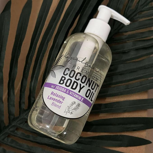Massage Body Oil Relaxing Blend – Lavender Coconut Oil Blend for Stress Relief, Muscle Tension 8oz