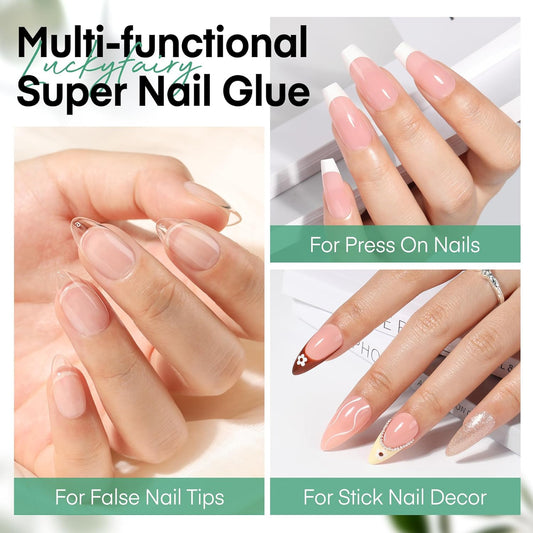 Super Solid Nail Glue for Acrylic Nails Press Ons 5ML*3pcs Professional for Press On Nails, False Nails Tips, Nail Decors, Fast Drying Nail Glue Kit Long Lasting