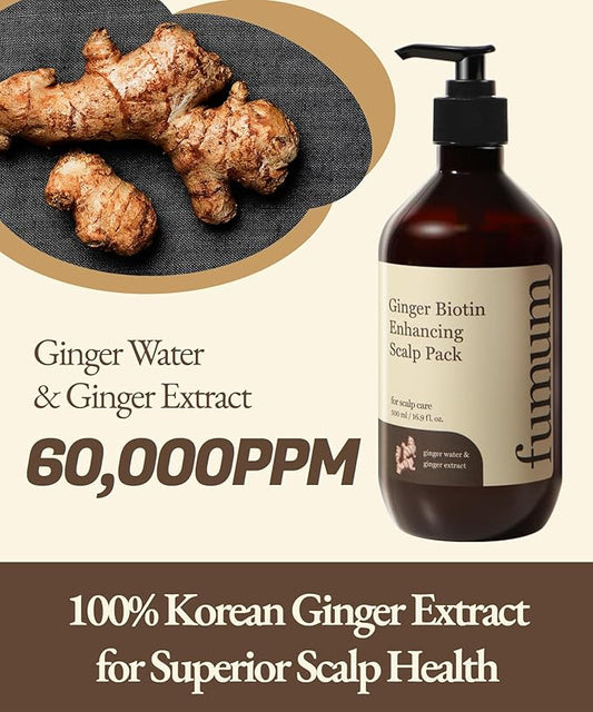 Fumum Ginger Biotin Enhancing Scalp Pack - 16.9oz/500ml, Nourishing, Effective for Healthy, Strong Hai and, Soothed Scalp in All Hair Types