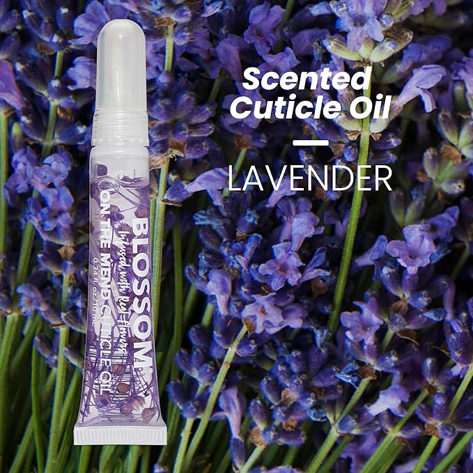 Blossom Cuticle Oil Pen for Nails, On the Mend Scented Travel Nail Oil for Growth and Strength, Infused with Real Flowers 0.34oz, Lavender