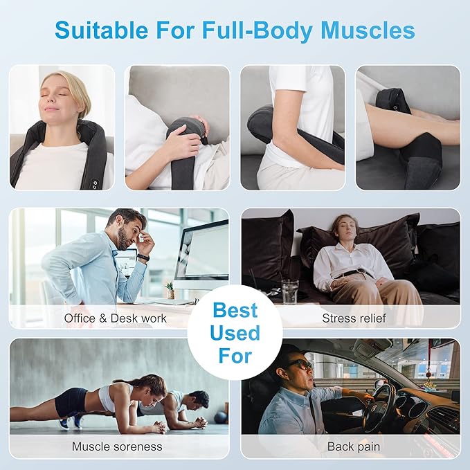 COMFIER Cordless Hair Scalp Massager- Electric Head Massager with Kneading 84 Massage Nodes, Handheld Portable Head Scratcher Massager for Hair Growth, Neck Back Massager with Heat, Shiatsu Neck & S