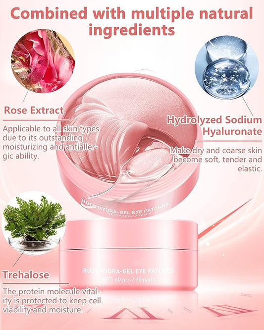 Under Eye Patches (60Pcs) - Update Eye Mask Rose Extract, Eye Treatment Mask, Under Eye Bag Treatment, Eye Mask for Puffy Eyes,Anti-Wrinkle,Under eye Dark Circles, Women's Mother's Day Gift for Women