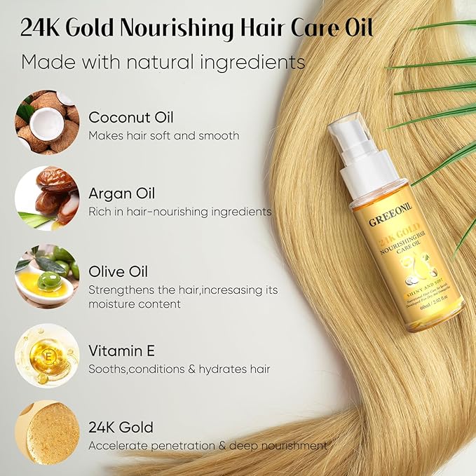 Argan, Coconut, and Olive Oil Nourishing Hair Treatment with Vitamin E for Frizz Control, Add Shine,Nourishing Hair Oil for Split Ends Hair Treatment, 4 Pack