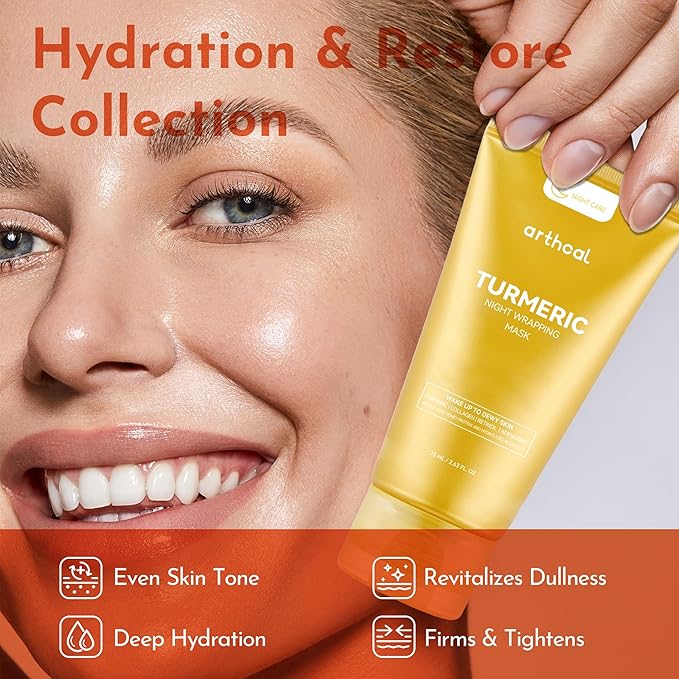 Turmeric Collagen Night Wrapping Mask | Hydrating & Firming Peel-Off Facial Care with Hydrolyzed Collagen | Refines Texture & Supports Elasticity | For All Skin Types | 2.61 fl.oz