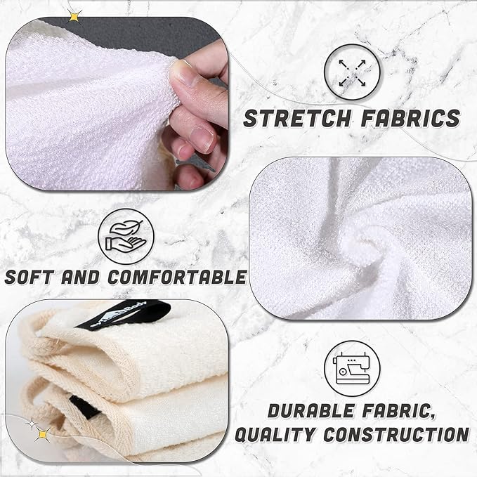 myHomeBody Dual-Textured Exfoliating Washcloth with Soft and Scrubbing Side, Body Exfoliation Scrubber for Bath, Shower, Durable 3 Layer Construction, Ivory, Set of 3