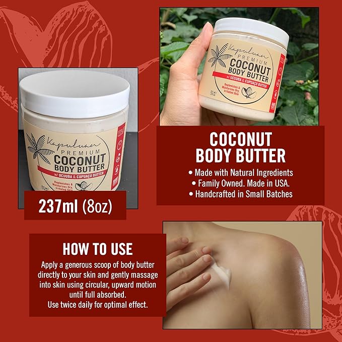 Coconut Body Butter for Women Dry Skin, Body Butter with All Natural Coconut Oil, Ucuuba Butter & Cupuaçu Butter,Body Cream Whipped Body Butter for Women (Tiger Orchid and Wild Cherry Scent)