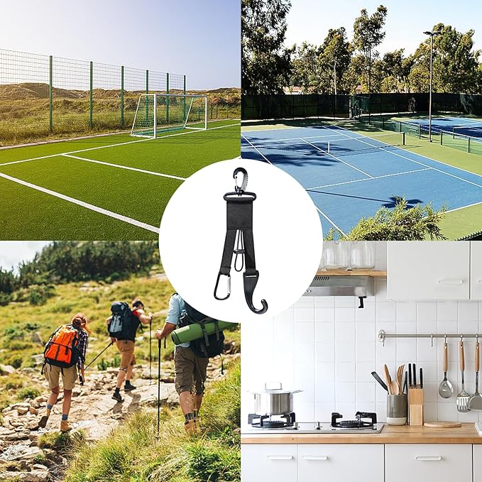 Baseball Softball Gear Hanger Dugout Organizer -Multipurpose Hanging Buckle Metal Hangers for Hold Outdoor Sports Equipment, Camping, Gloves, Helmets, Bats, Water Bottle Holder (Black)