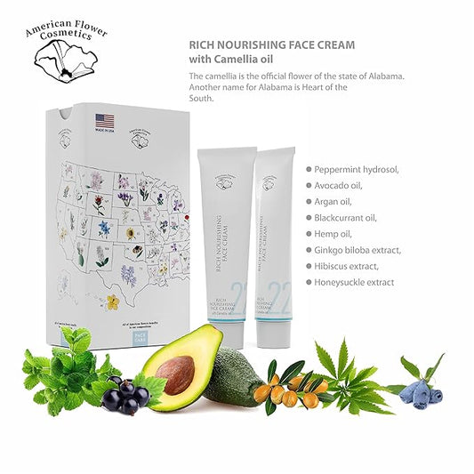 Rich Nourishing Face Cream Firming Cream for Men & Women Natural Ingredients Sensitive Skin Non-Greasy Formula Plant Fragrance Paraben-Free Quick Absorb