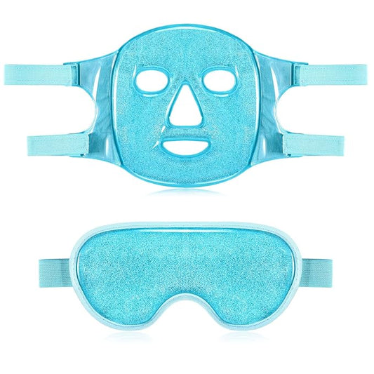 Geyoga Gel Ice Face Eye Mask Cooling Face Eye Masks for Reducing Puffiness, Dark Circles, Redness, Pain Relief, Migraine, Stress, Hot/Cold Pack Compress with Soft Plush Backing (Sky Blue)